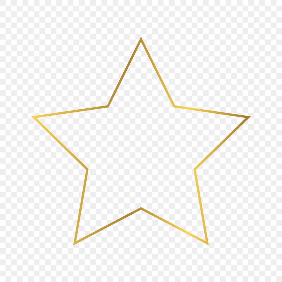 Gold glowing star shape frame isolated  Shiny frame with glowing effects. Vector illustration.