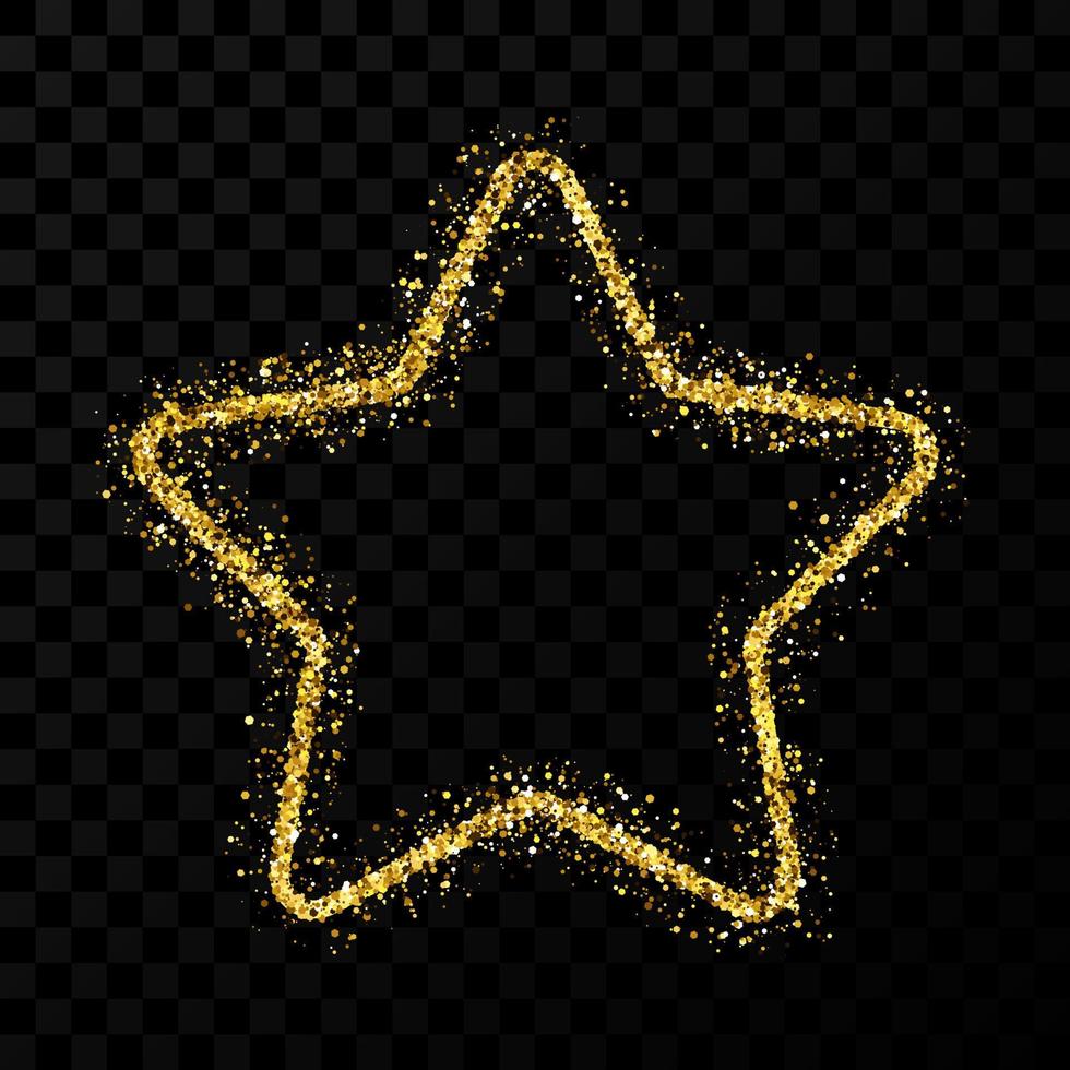 Gold glitter star with shiny sparkles. Vector illustration