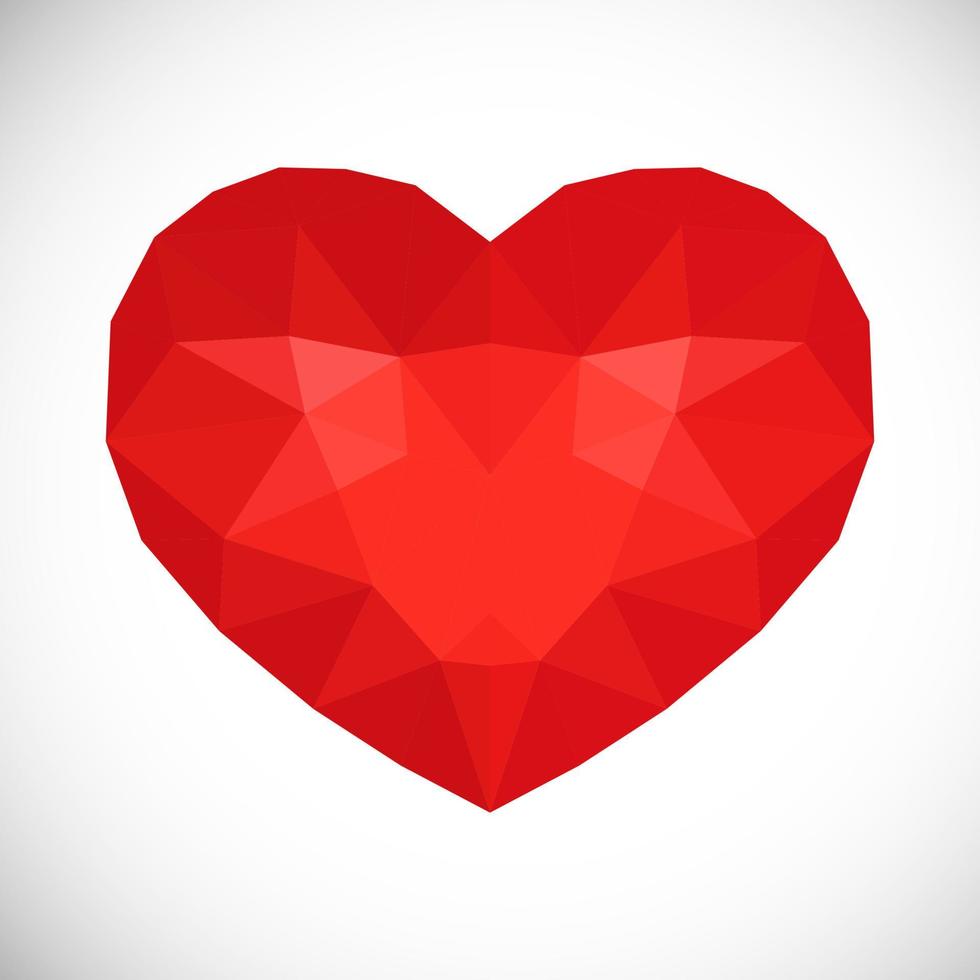 corazón polivinílico bajo rojo sobre fondo blanco. símbolo de amor. ilustración vectorial vector