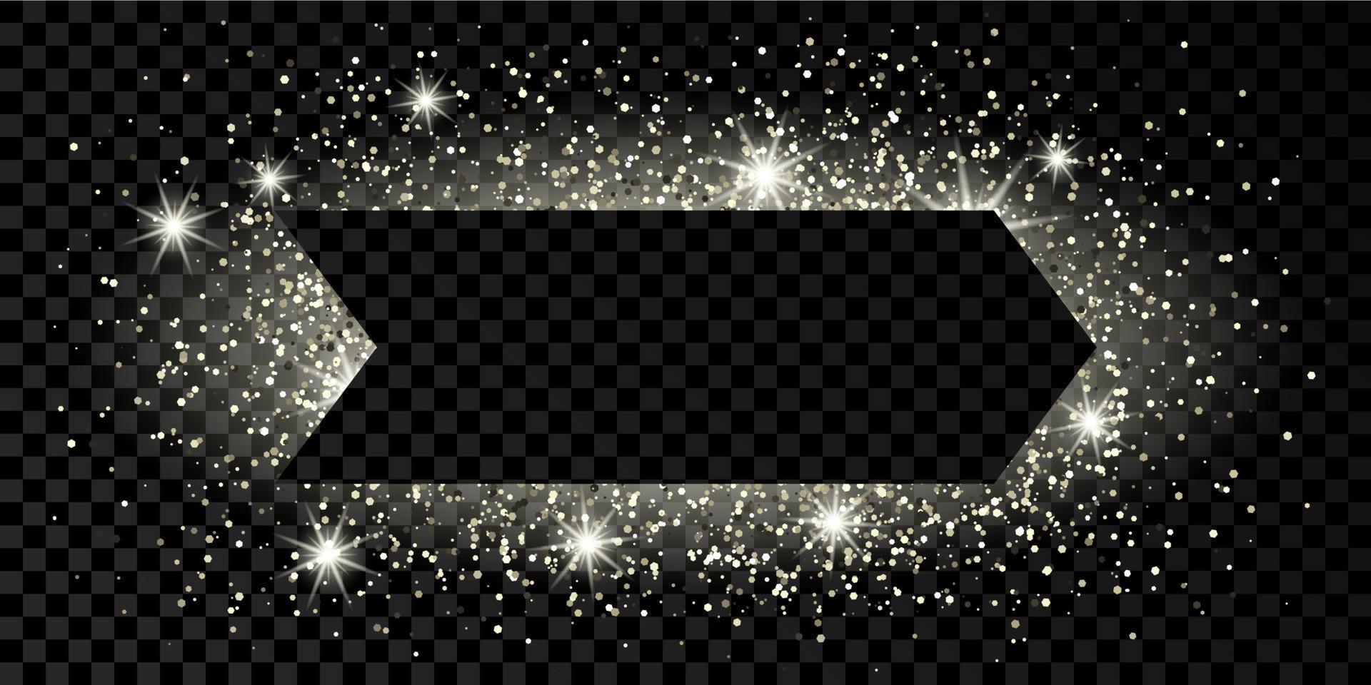 Silver arrow frame with glitter, sparkles and flares vector