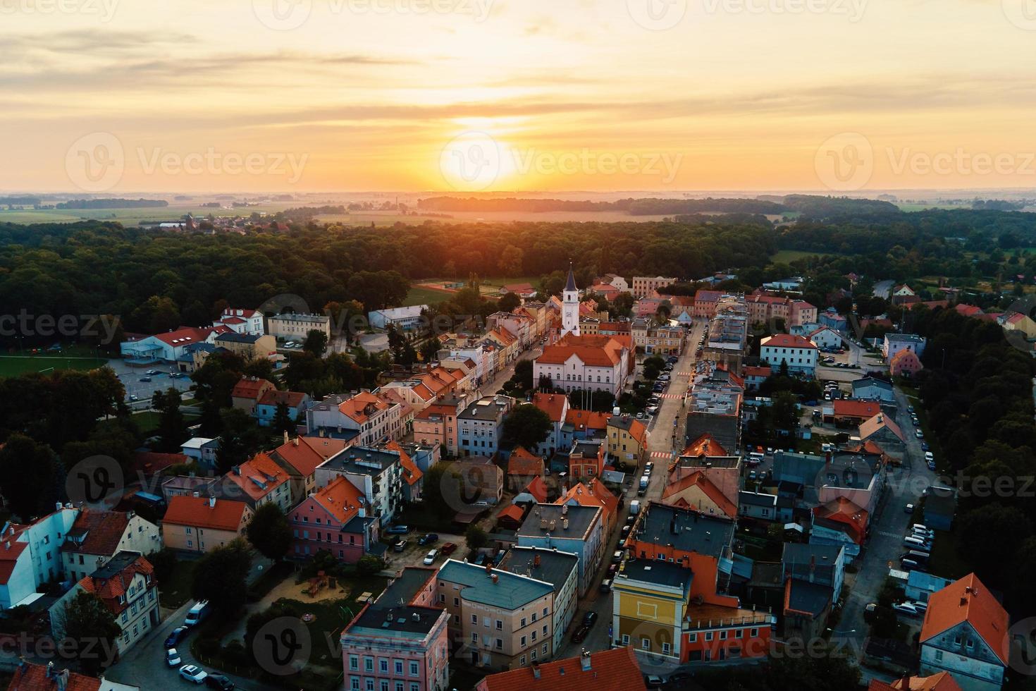 Cityscape of small european town, aerial view photo