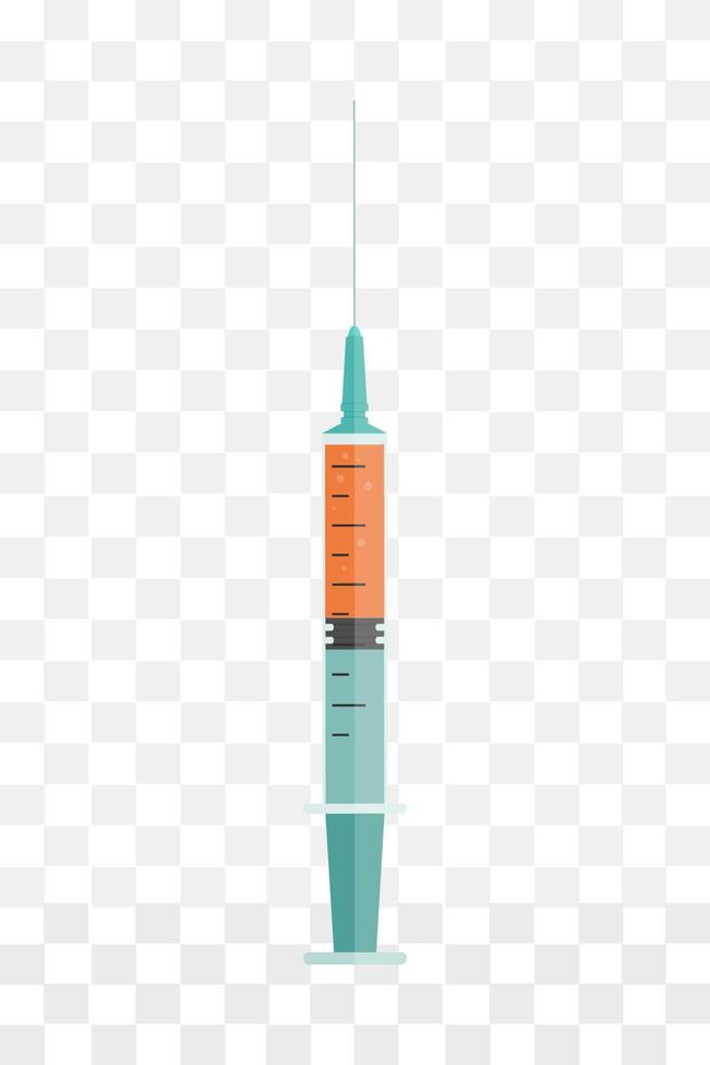 Syringe filled with liquid. Healthcare concept. Isolated vector illustration