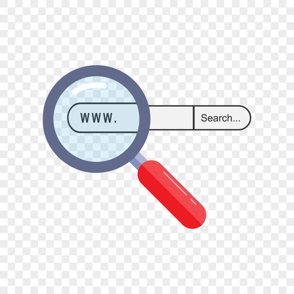 Magnifier and web search bar symbol. Isolated vector illustration
