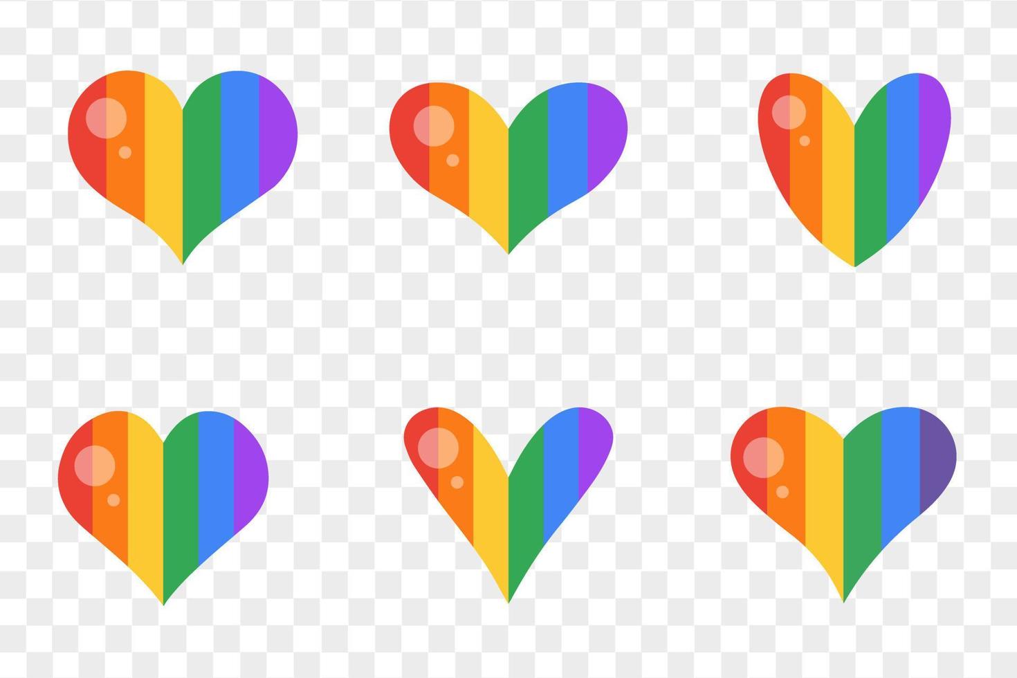 orgullo lgbt corazón vector icono conjunto, bandera del corazón del arco iris. ilustración vectorial