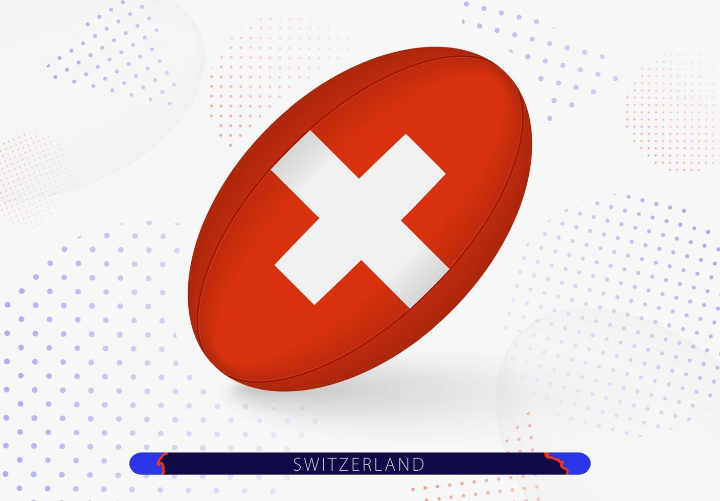Rugby ball with the flag of Switzerland on it. Equipment for rugby team of Switzerland. vector