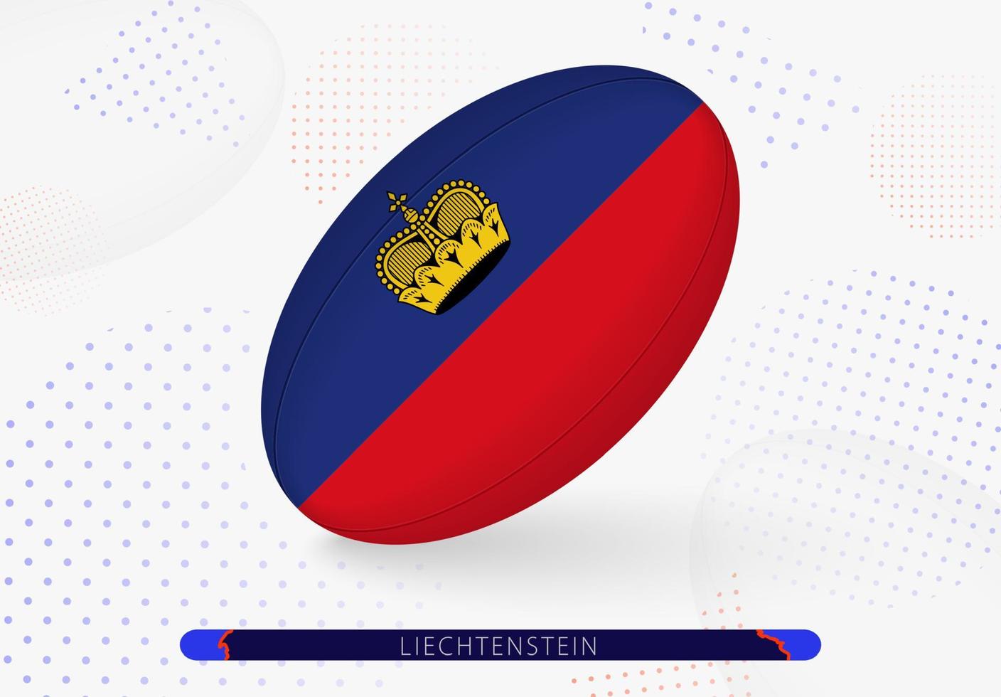 Rugby ball with the flag of Liechtenstein on it. Equipment for rugby team of Liechtenstein. vector