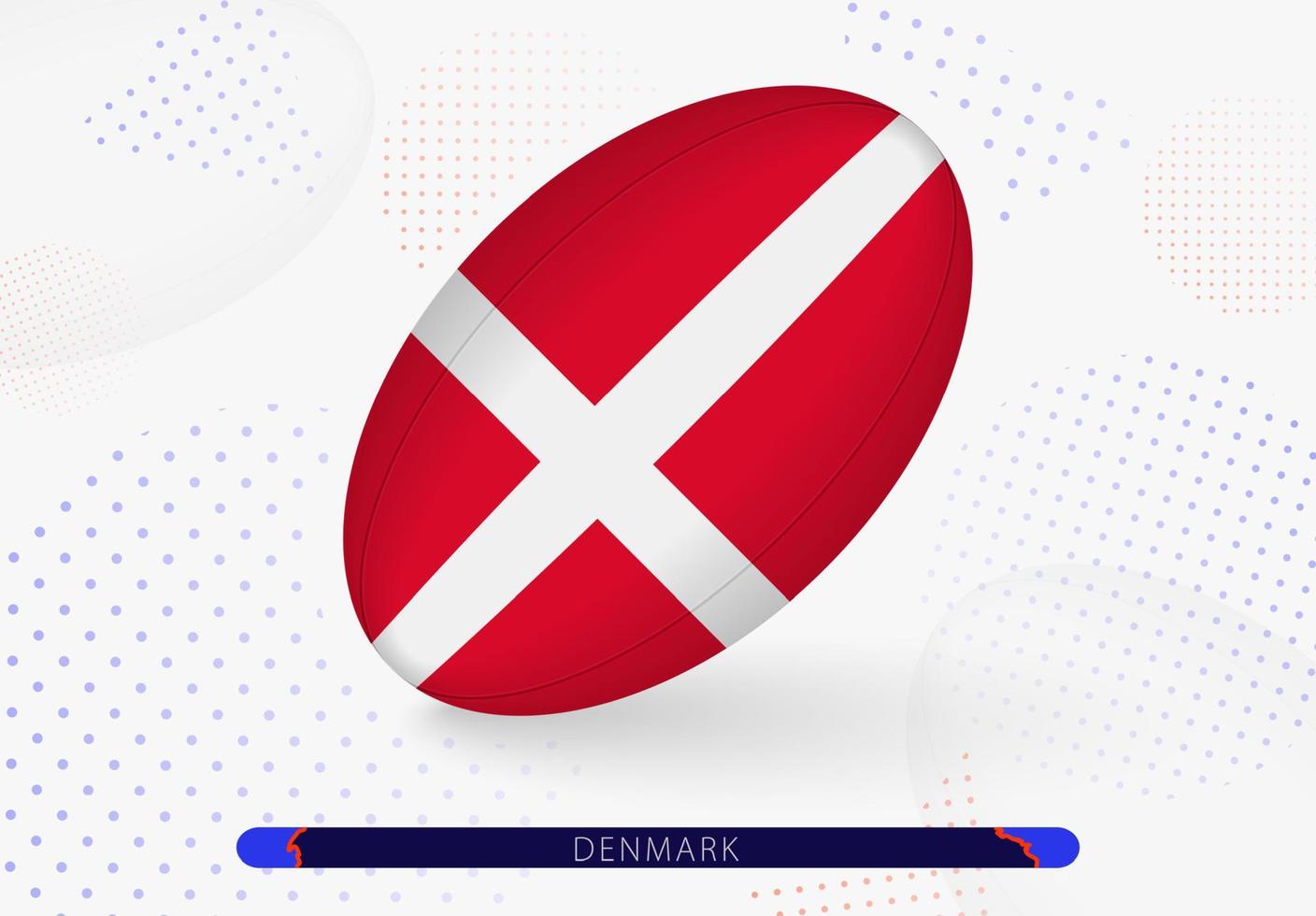 Rugby ball with the flag of Denmark on it. Equipment for rugby team of Denmark. vector