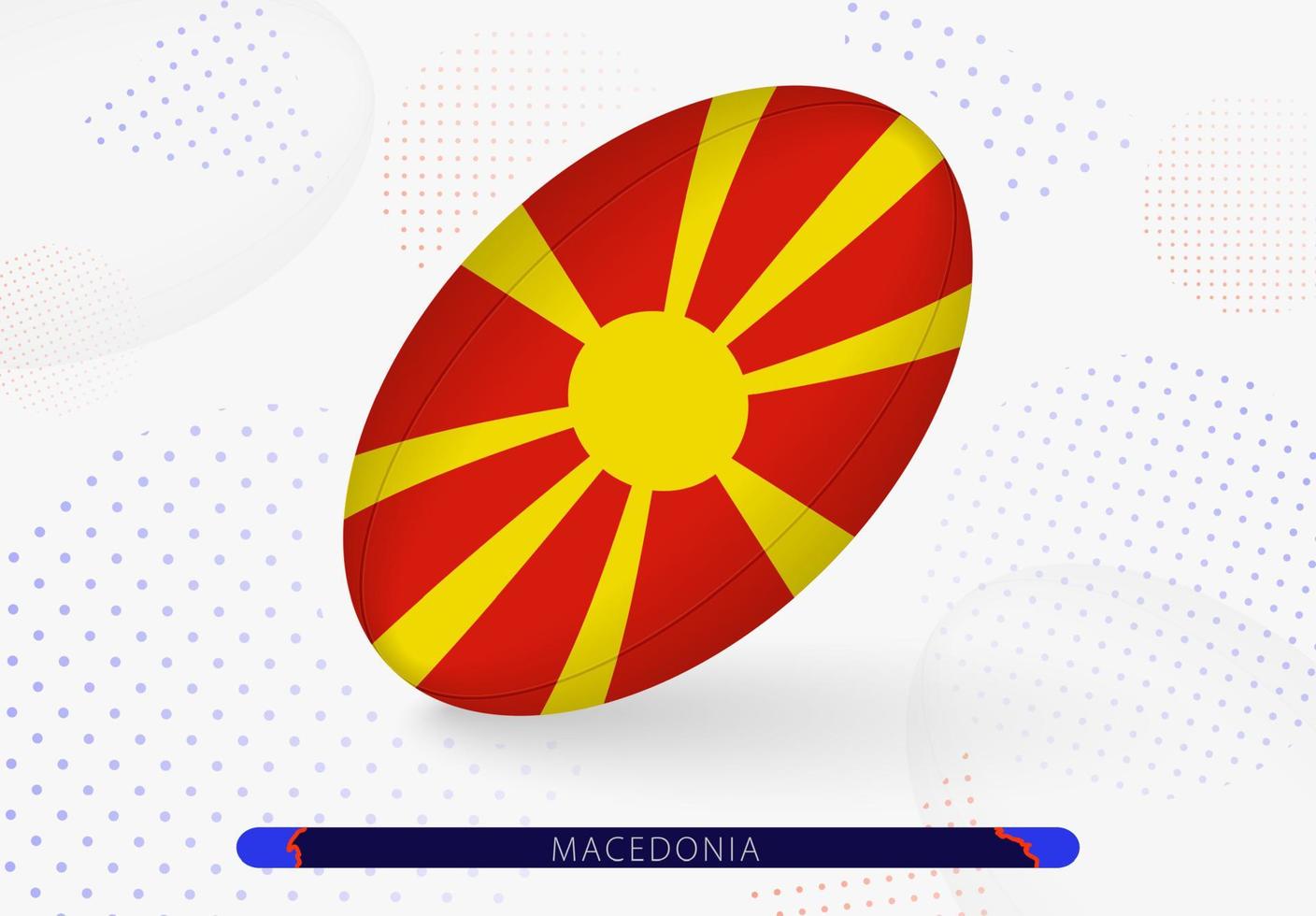 Rugby ball with the flag of North Macedonia on it. Equipment for rugby team of North  Macedonia. vector