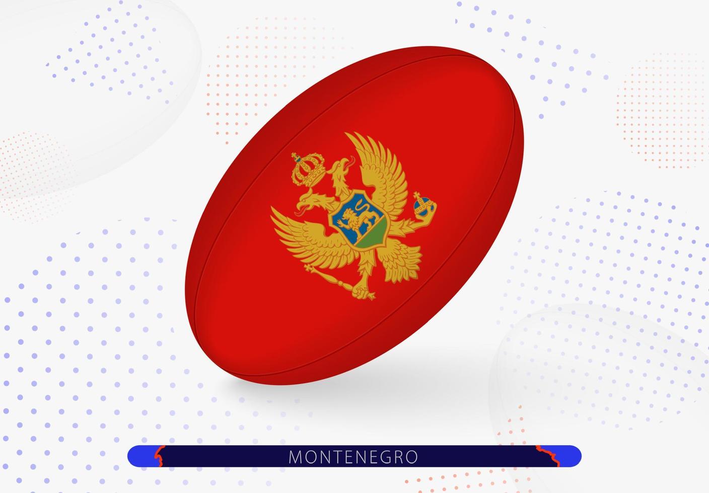 Rugby ball with the flag of Montenegro on it. Equipment for rugby team of Montenegro. vector