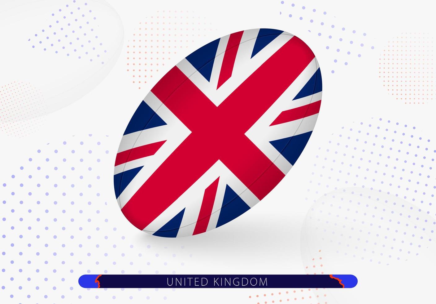 Rugby ball with the flag of United Kingdom on it. Equipment for rugby team of United Kingdom. vector