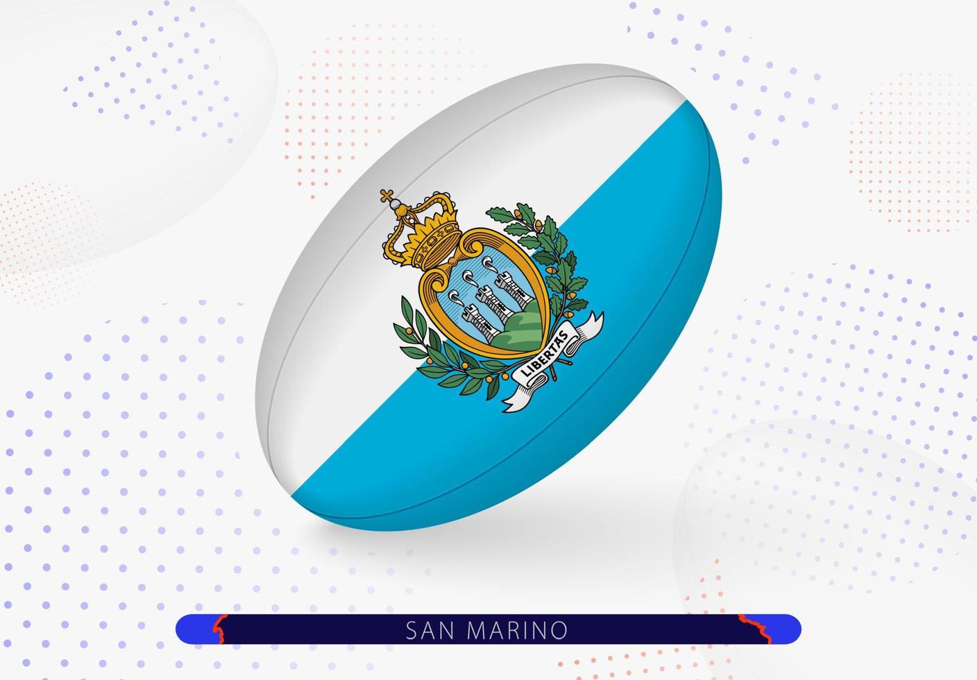 Rugby ball with the flag of San Marino on it. Equipment for rugby team of San Marino. vector