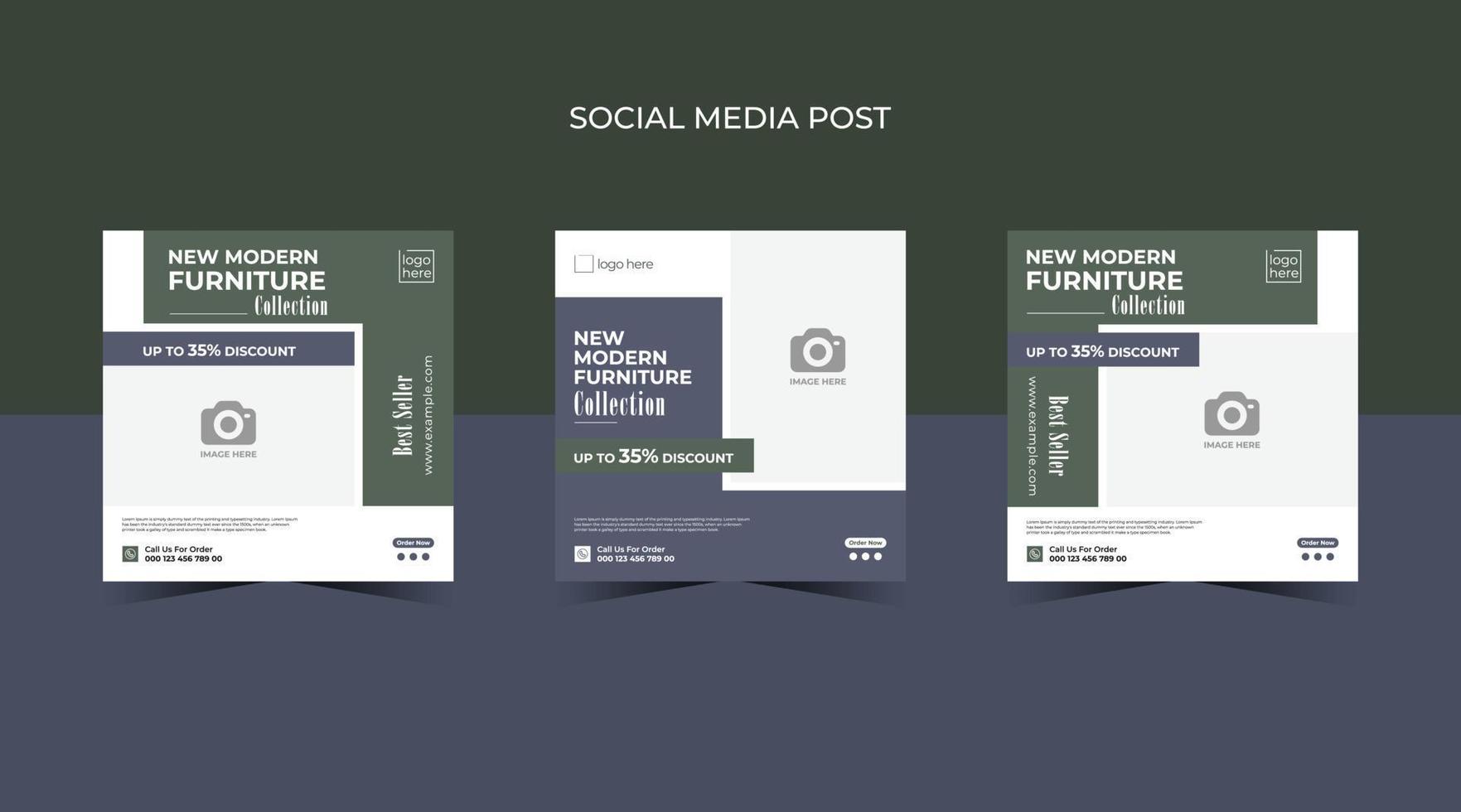 Furniture sale promotion social media design template vector