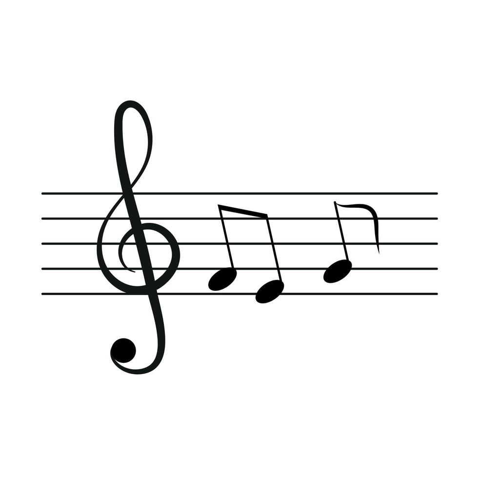 Musical score icon with notes on white background vector