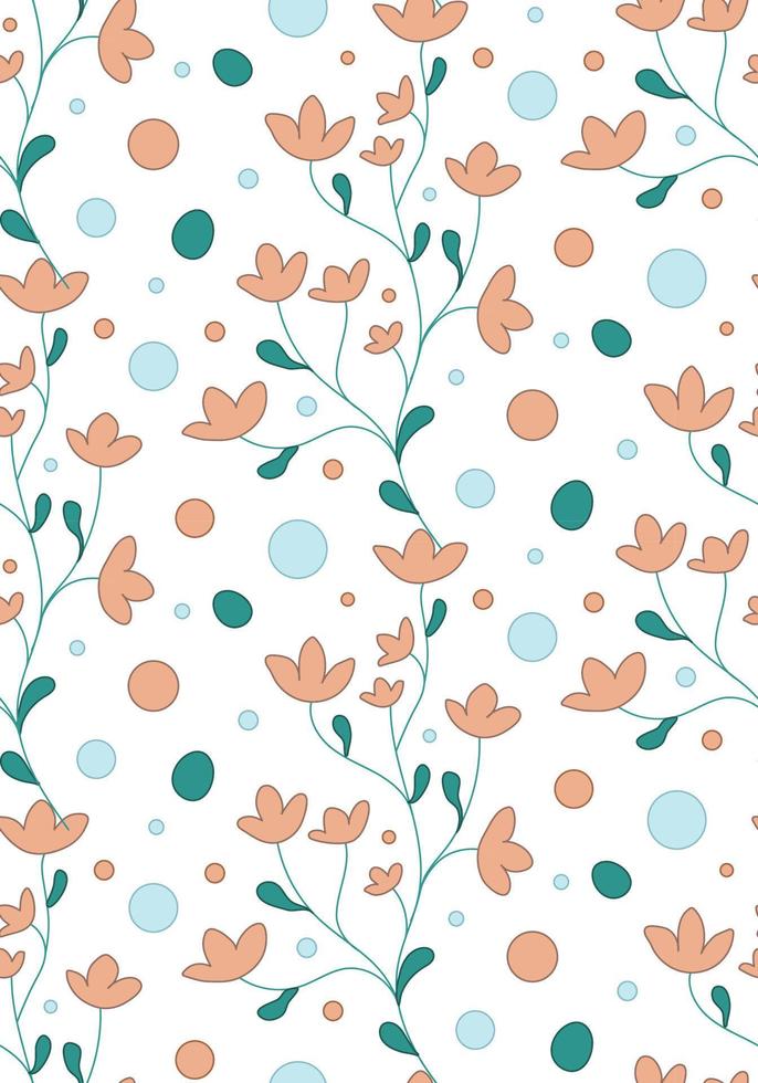 Plant twig seamless pattern. Branch with flowers Vector illustration for background, cover, fabric.