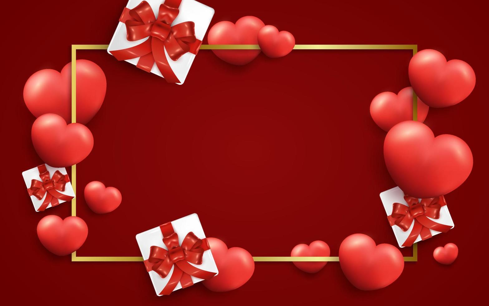 fondo del día de san valentín con adornos de caja de regalo y corazones lindos vector