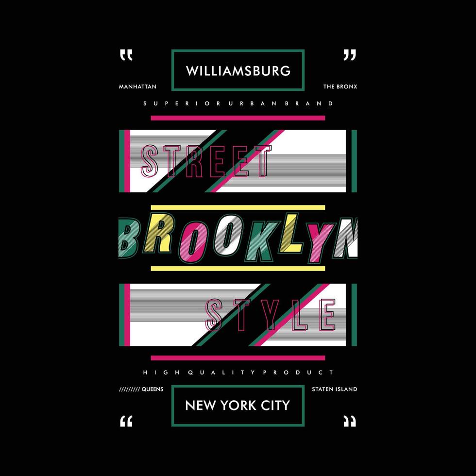 brooklyn new york city abstract graphic typography text frame vector print