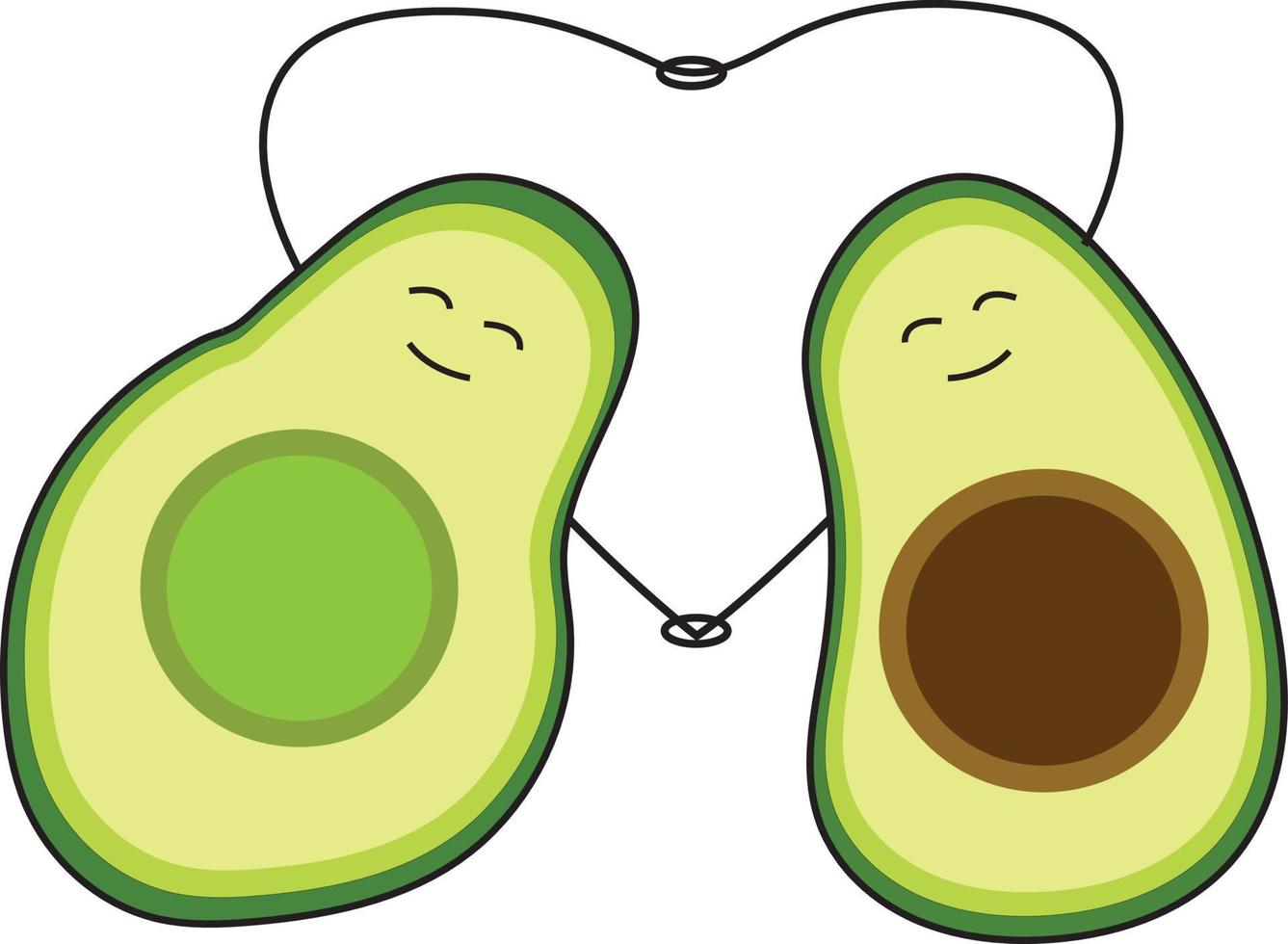 Cuddling avocado vector illustration