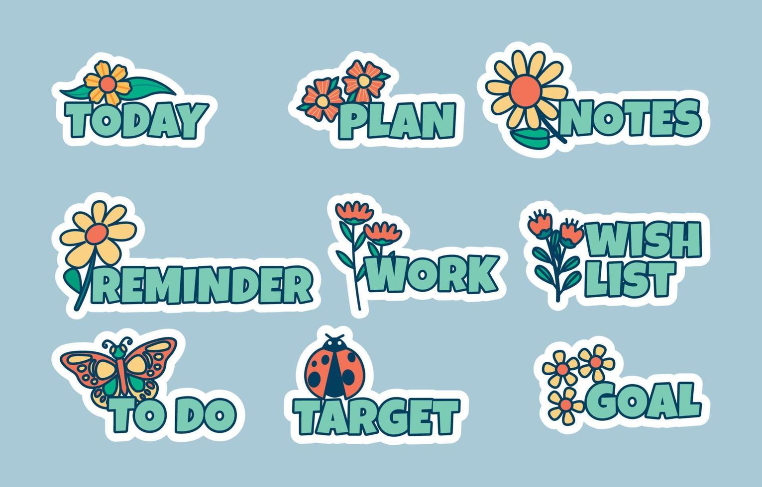 Spring Journaling Stickers Set vector