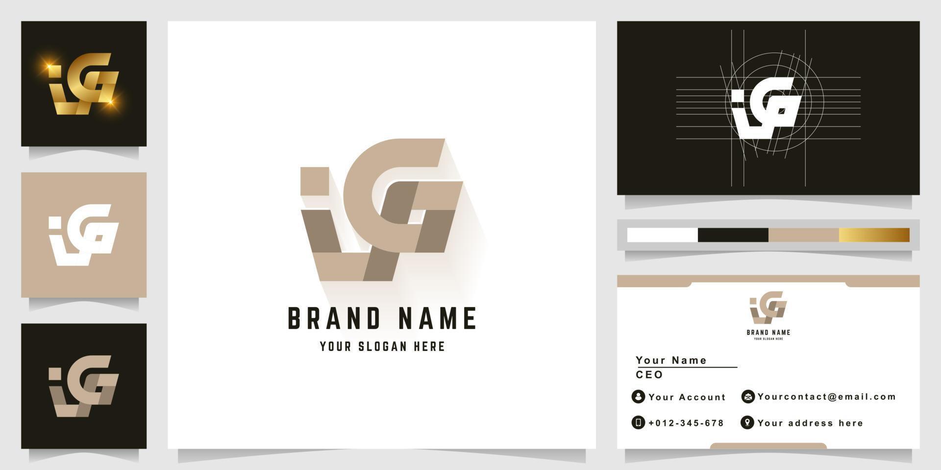 Letter iG or iGp monogram logo with business card design vector