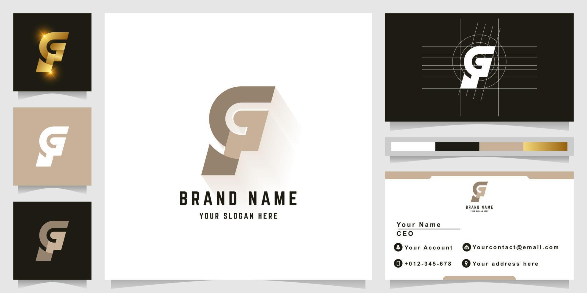 Letter SG or JG monogram logo with business card design vector