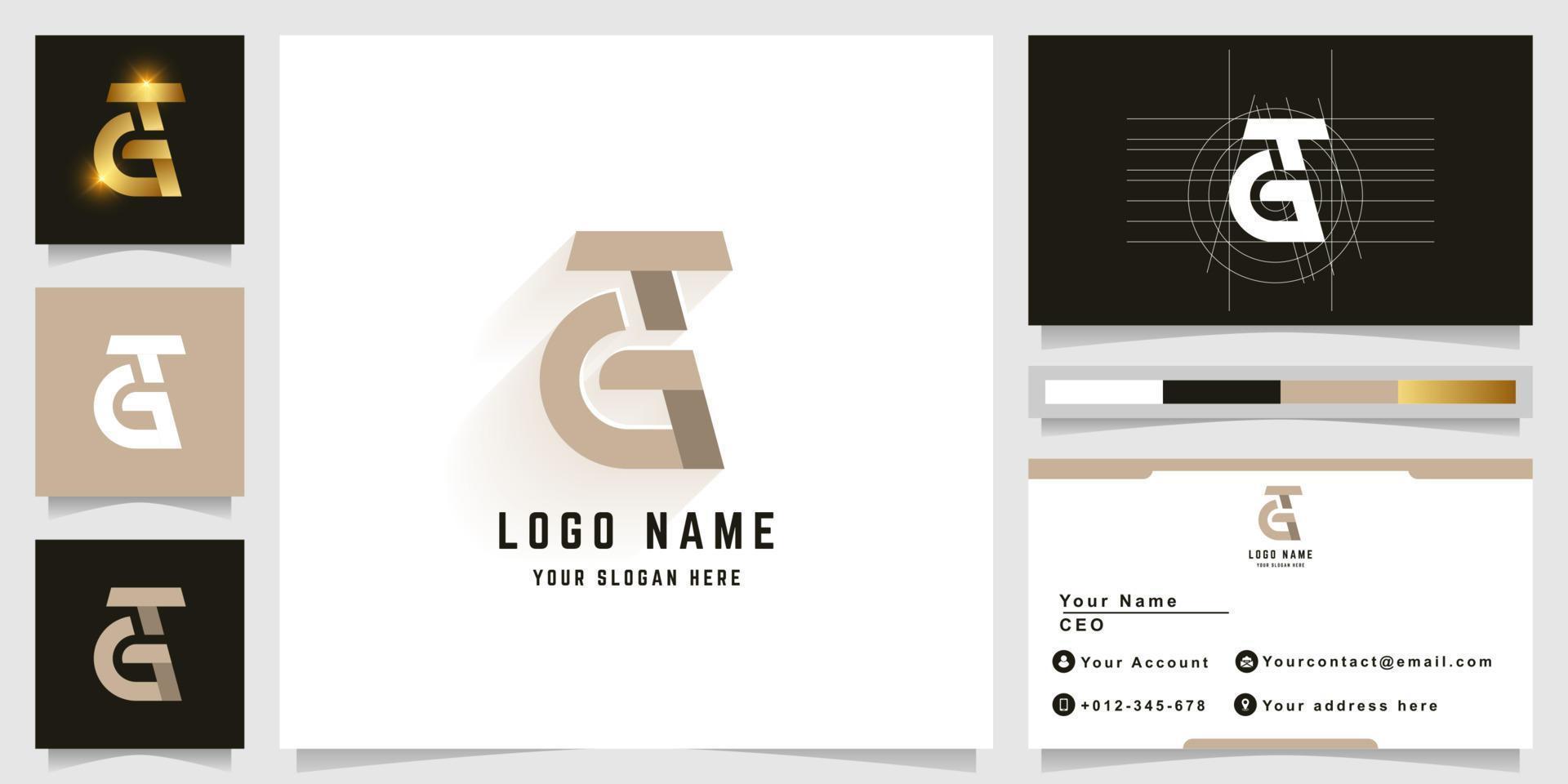 Letter GT or aGT monogram logo with business card design vector