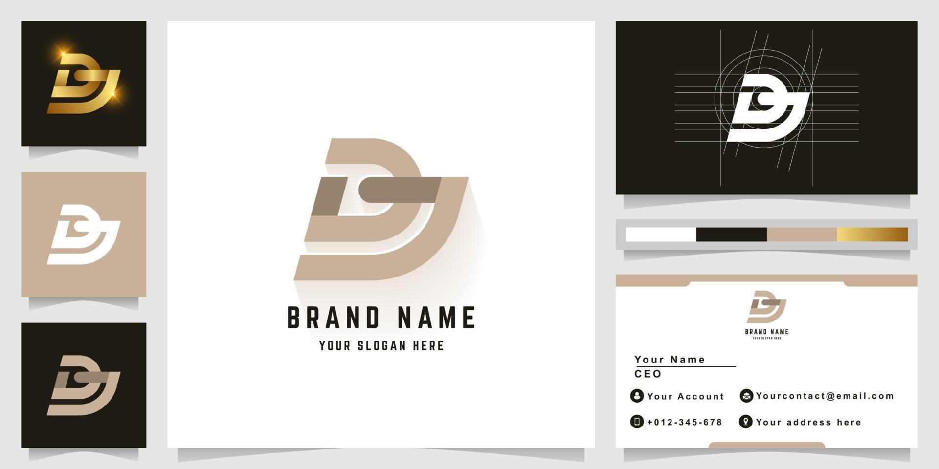 Letter DJ or aJ monogram logo with business card design vector