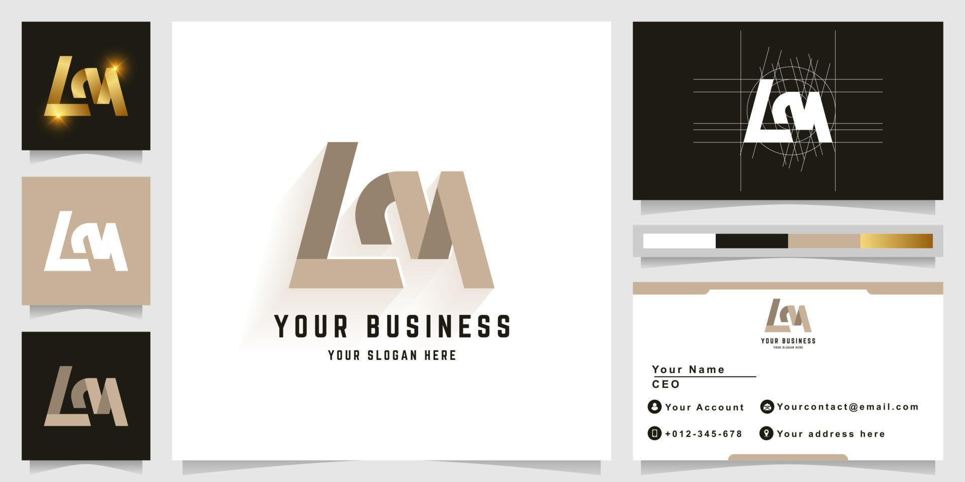 Letter LM or AM monogram logo with business card design vector