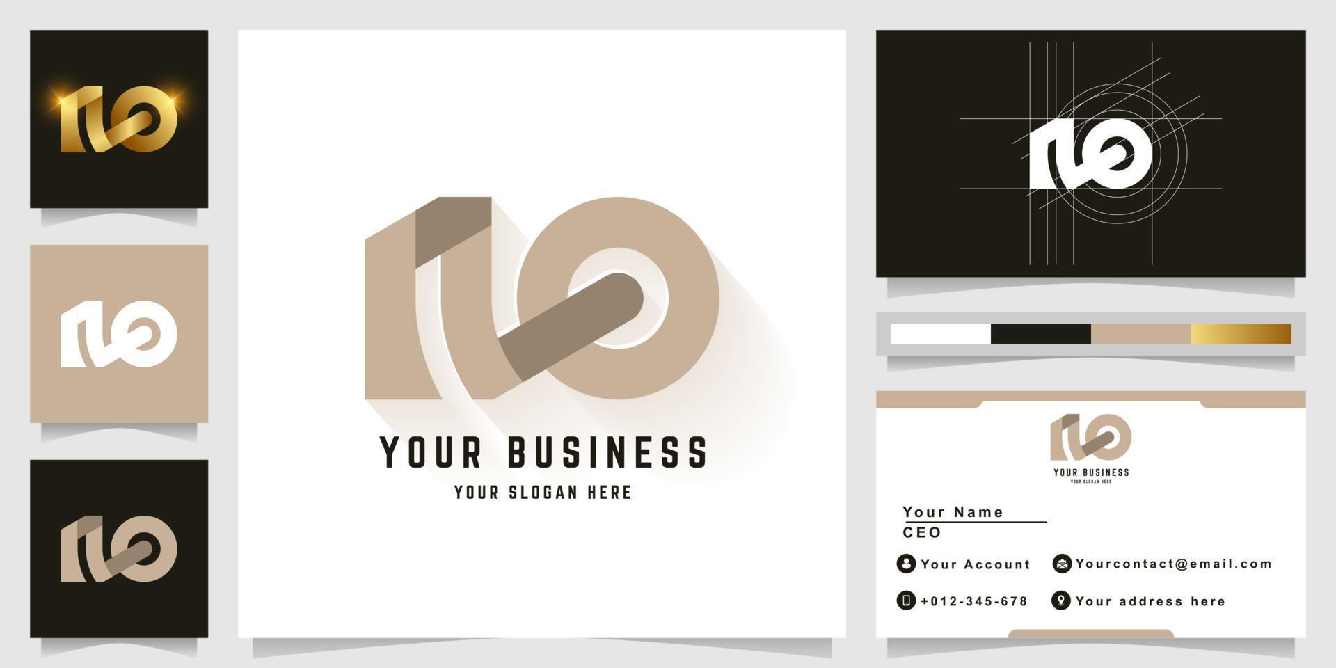 Letter NO or RO monogram logo with business card design vector