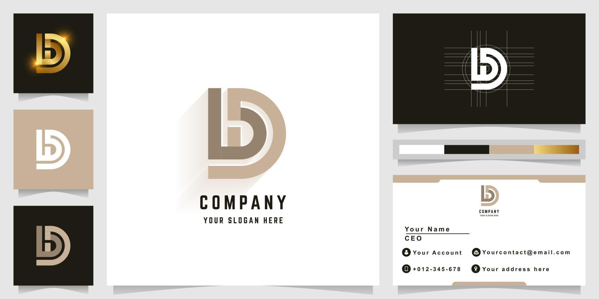 Letter bD or LD monogram logo with business card design vector