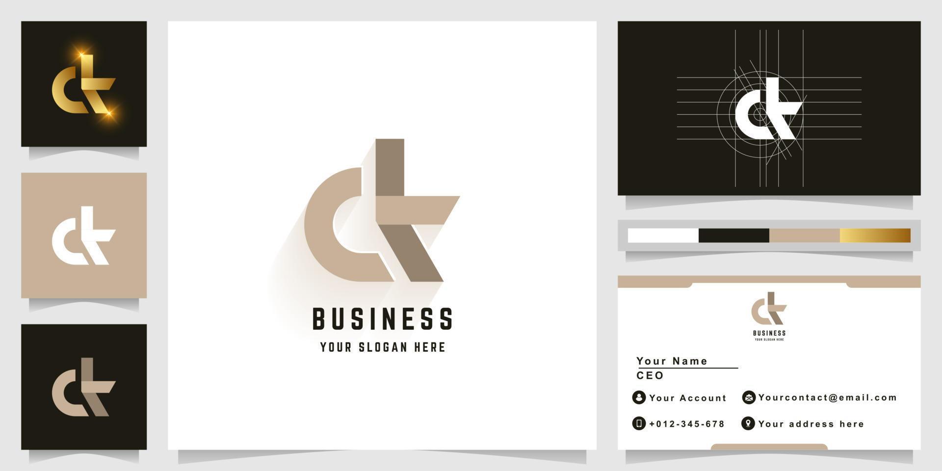 Letter Ck or dk monogram logo with business card design vector