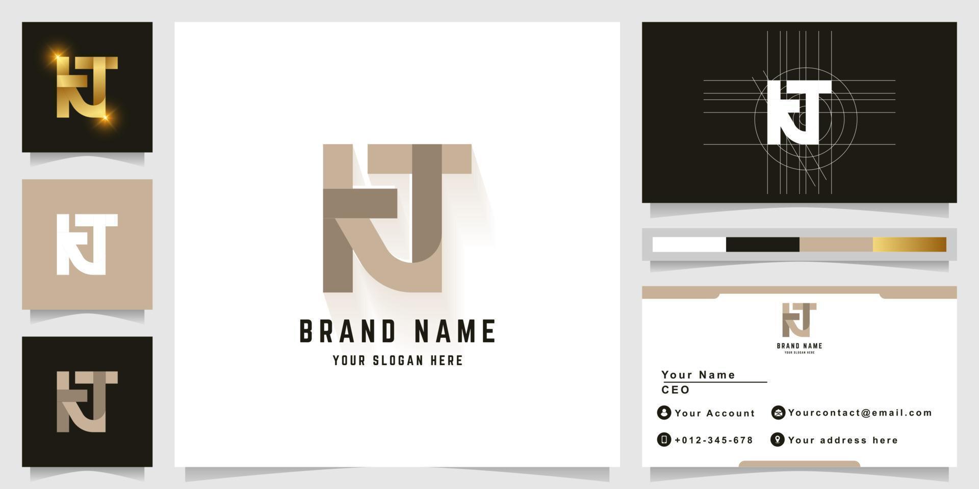 Letter KT or KNT monogram logo with business card design vector