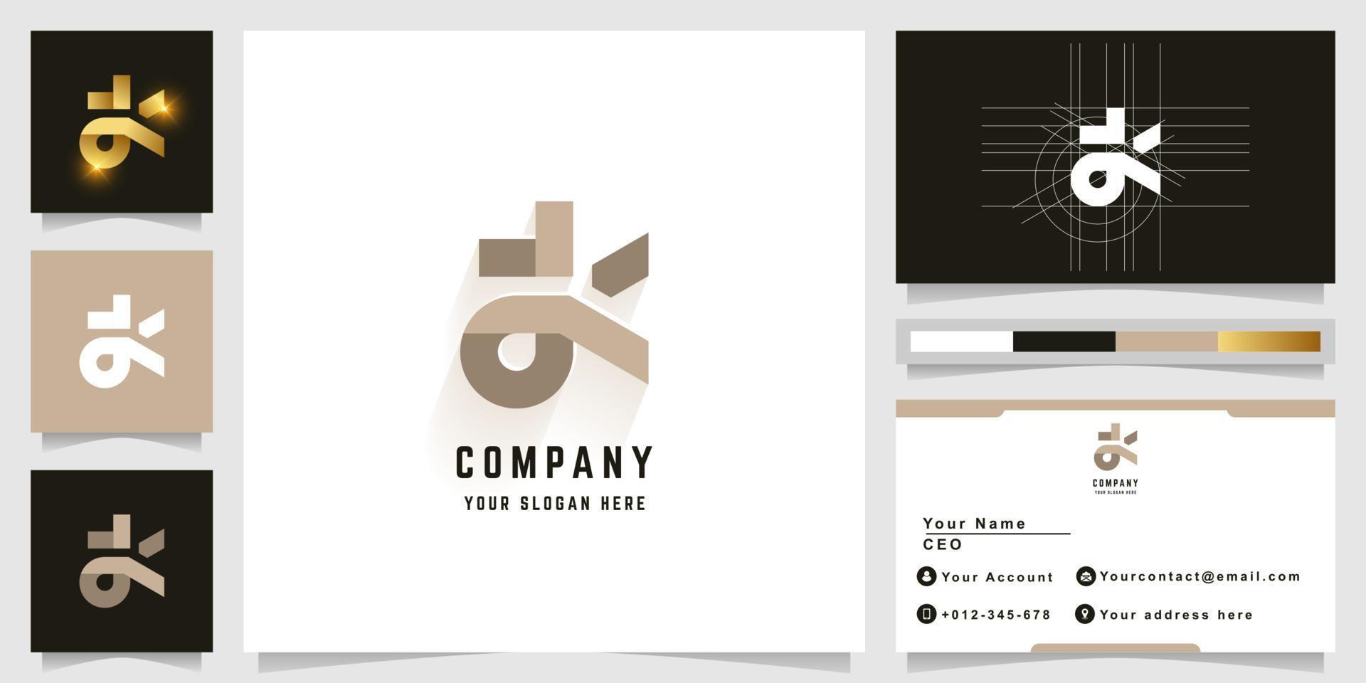 Letter ak or adk monogram logo with business card design vector