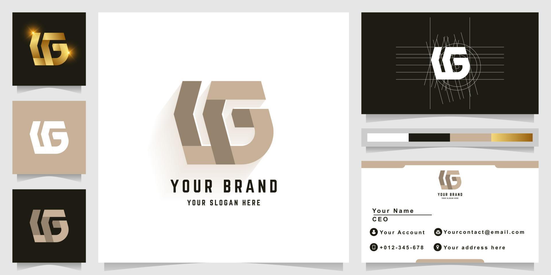 Letter LG or UG monogram logo with business card design vector