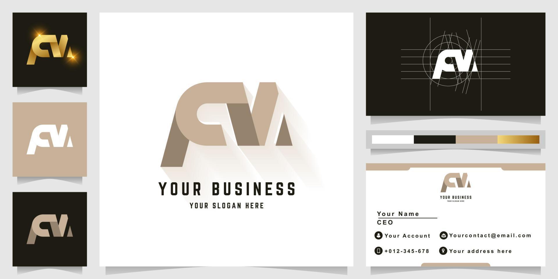 Letter FM or FN monogram logo with business card design vector
