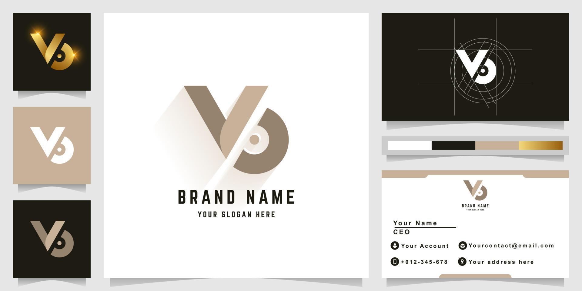 Letter Vo or V6 monogram logo with business card design vector