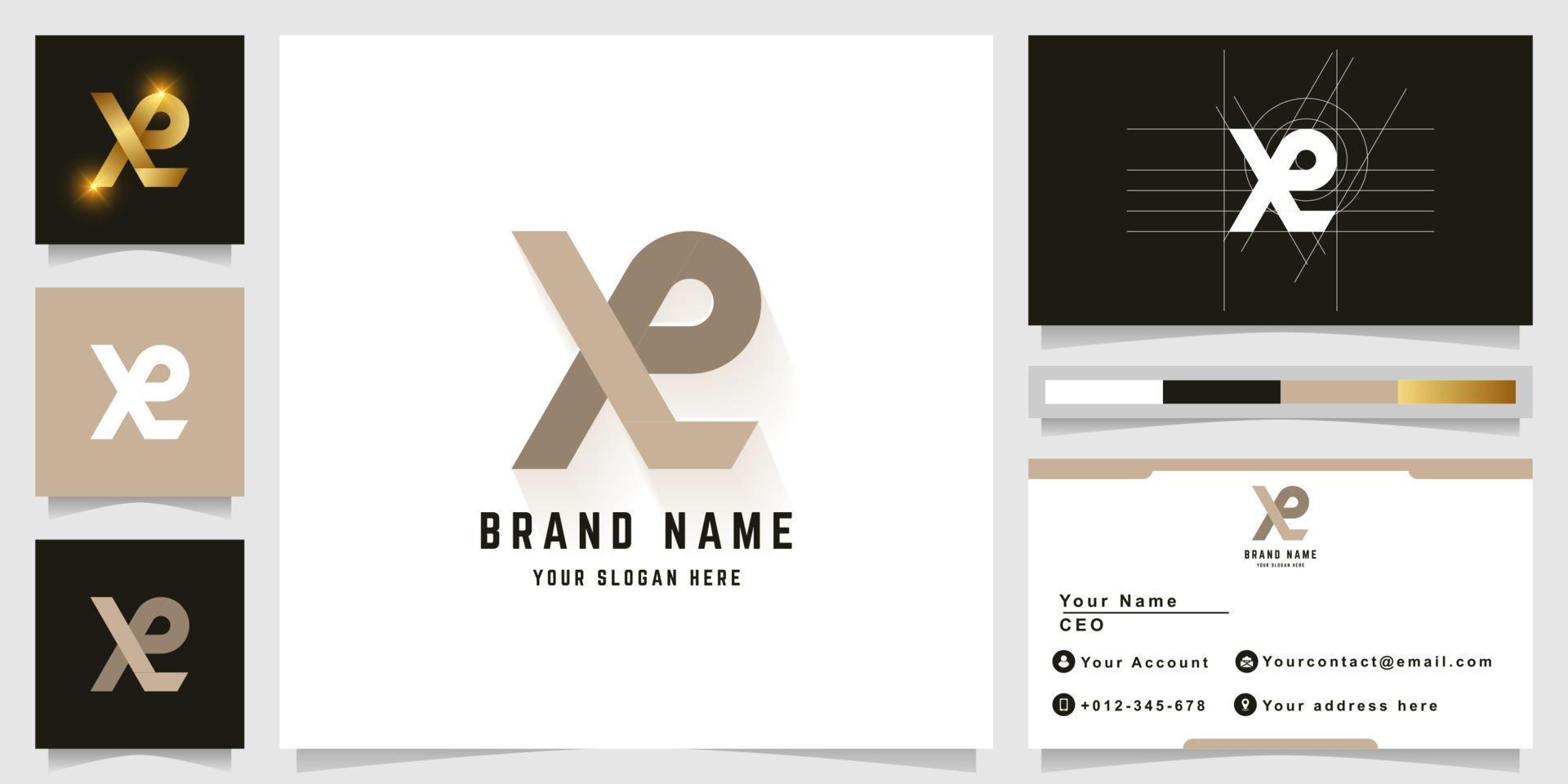 Letter Xe or XR monogram logo with business card design vector