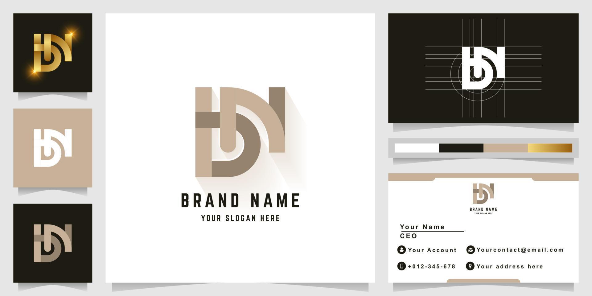 Letter bN or HbN monogram logo with business card design vector