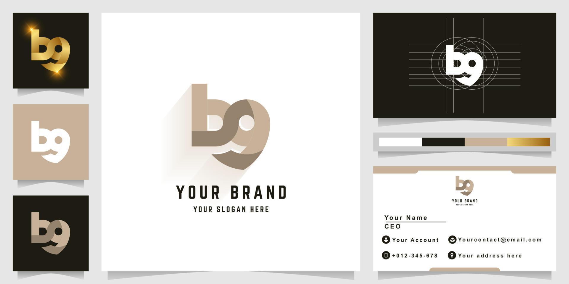 Letter bg or b9 monogram logo with business card design vector