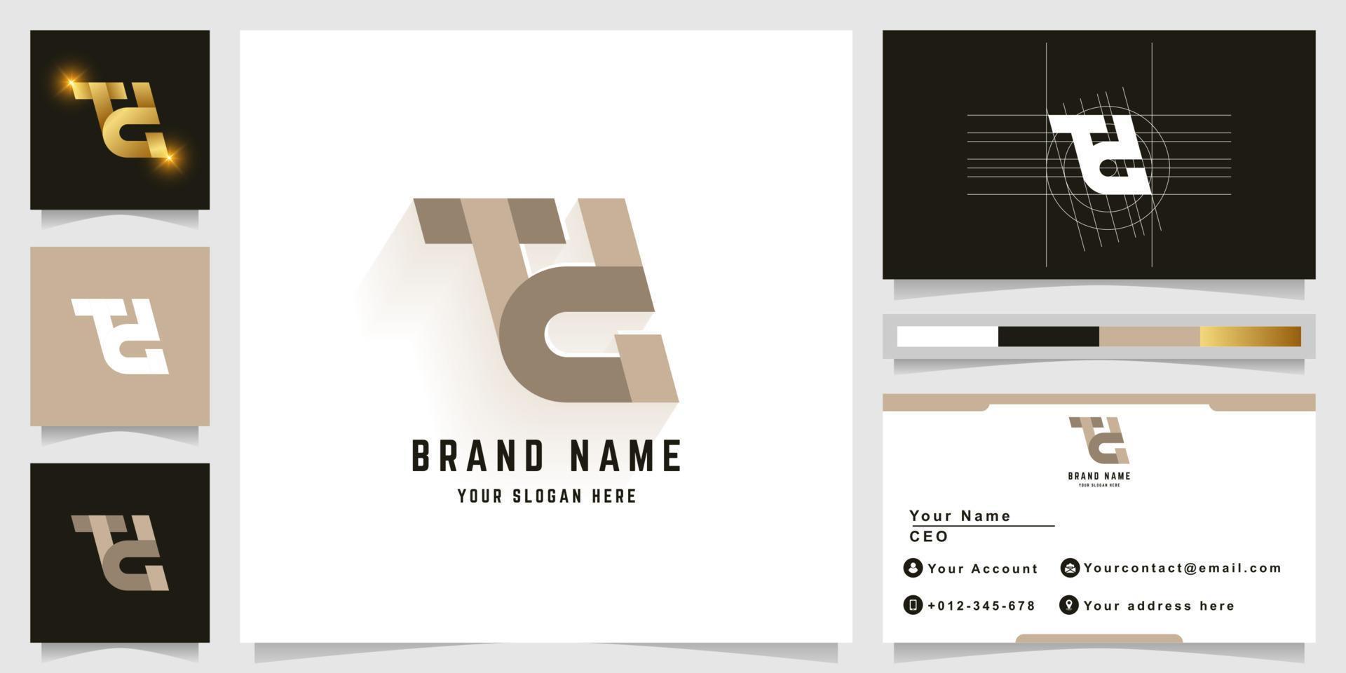 Letter Td or TG monogram logo with business card design vector