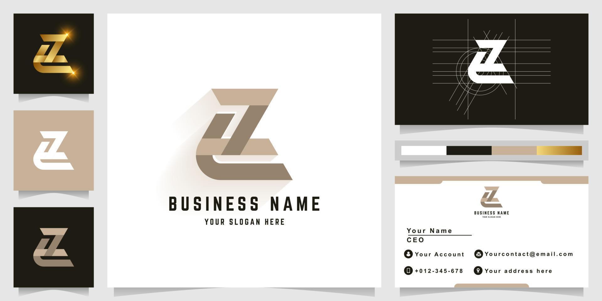 Letter tZ or LZ monogram logo with business card design vector