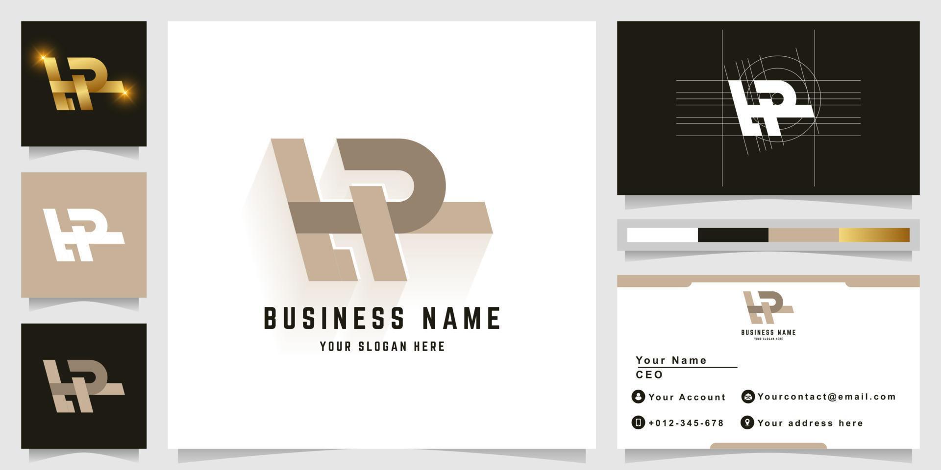 Letter tR or HR monogram logo with business card design vector