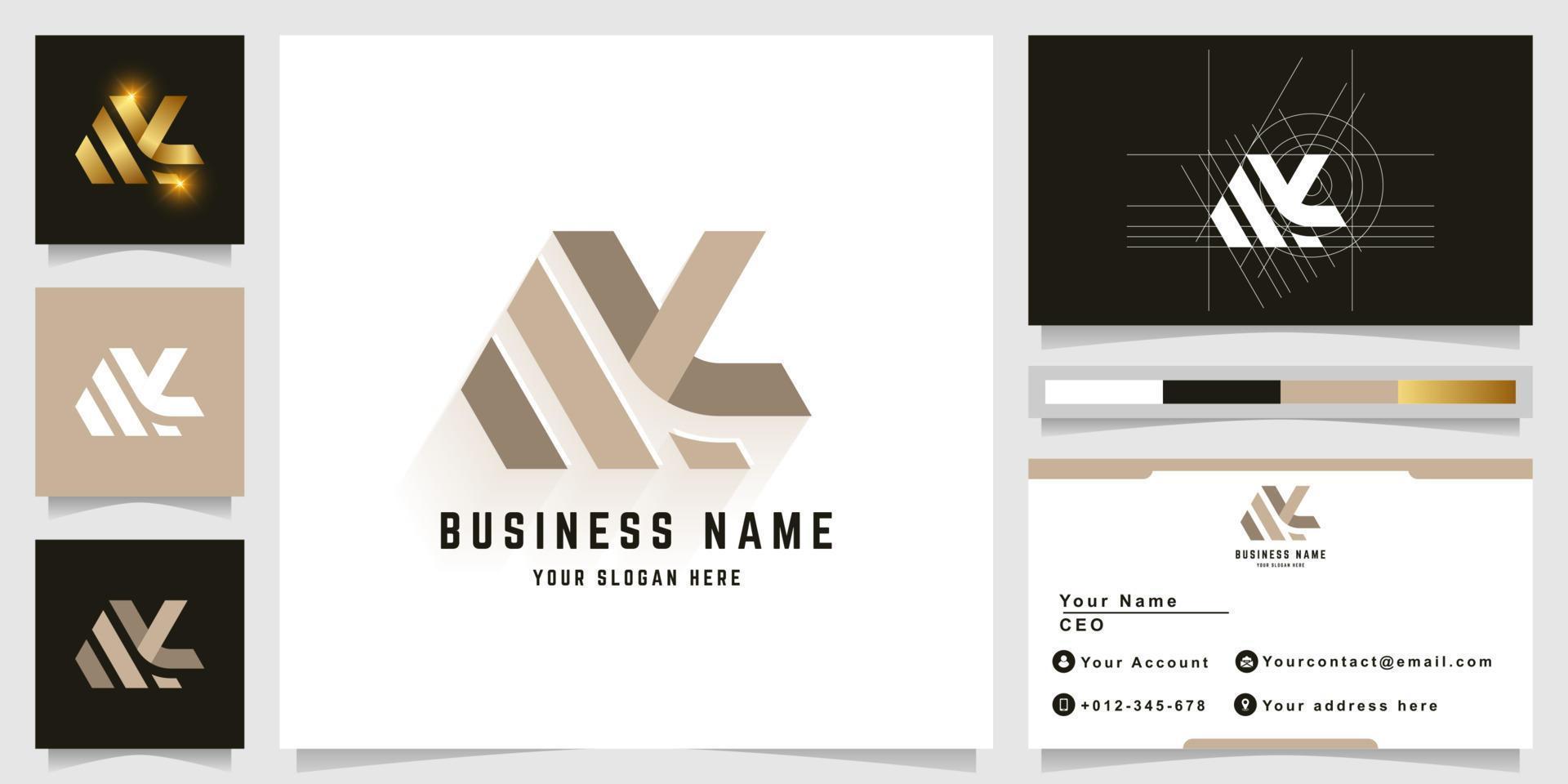 Letter MK or MY monogram logo with business card design vector