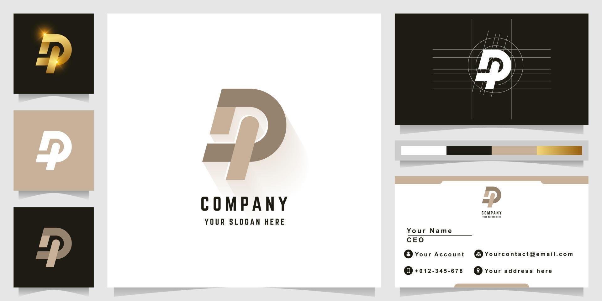 Letter DP or aR monogram logo with business card design vector