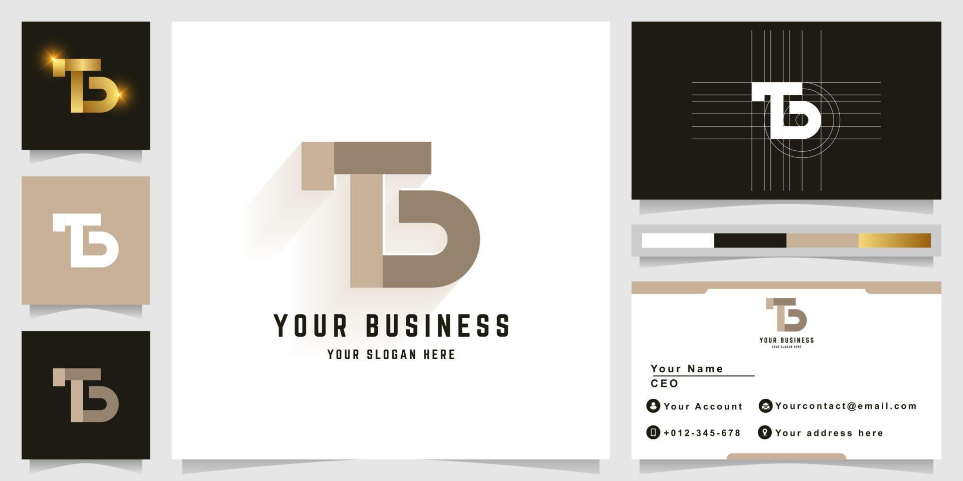 Letter TG or Tb monogram logo with business card design vector