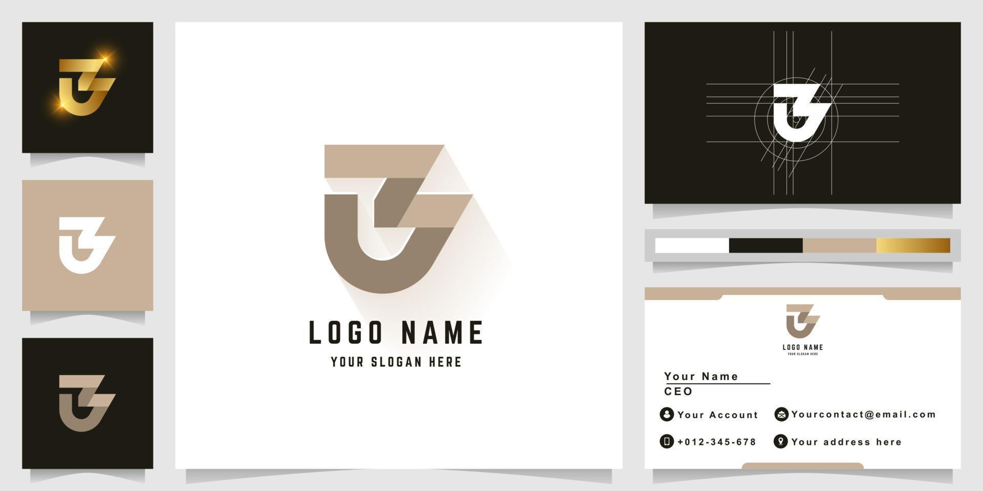 Letter GZ or LB monogram logo with business card design vector