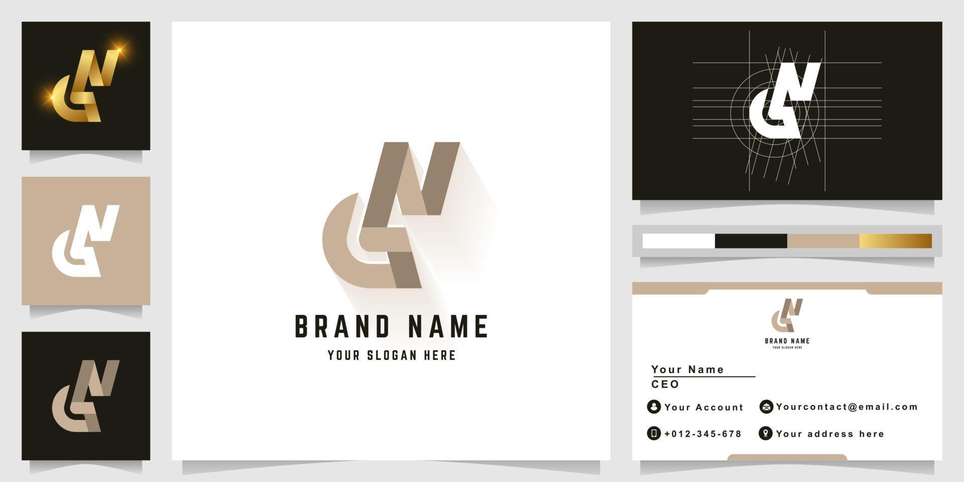 Letter GN or GSN monogram logo with business card design vector