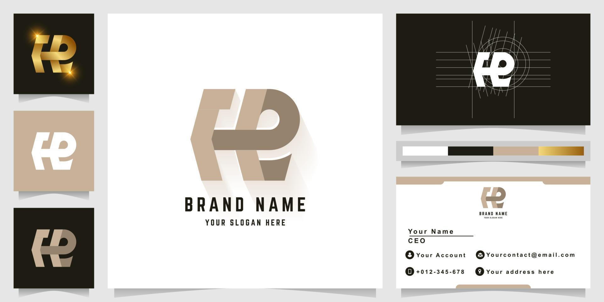 Letter Fe or He monogram logo with business card design vector