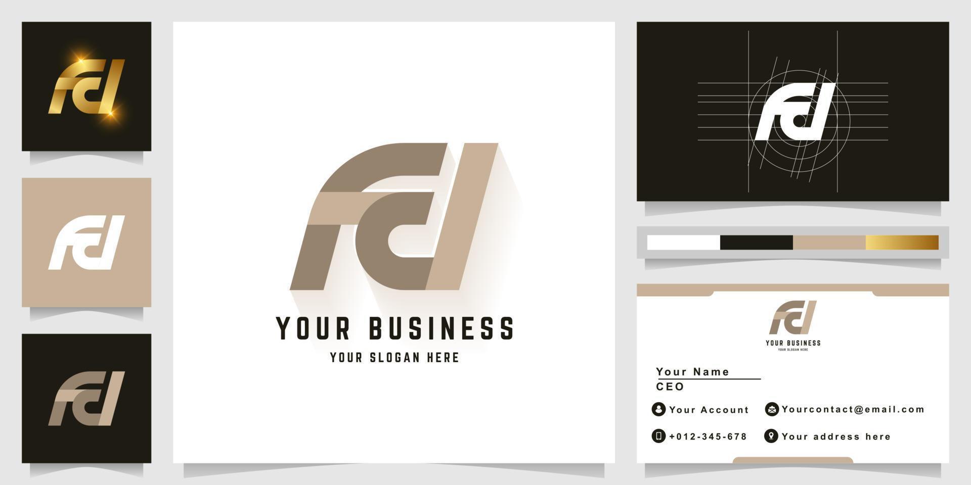 Letter Fd or Afd monogram logo with business card design vector