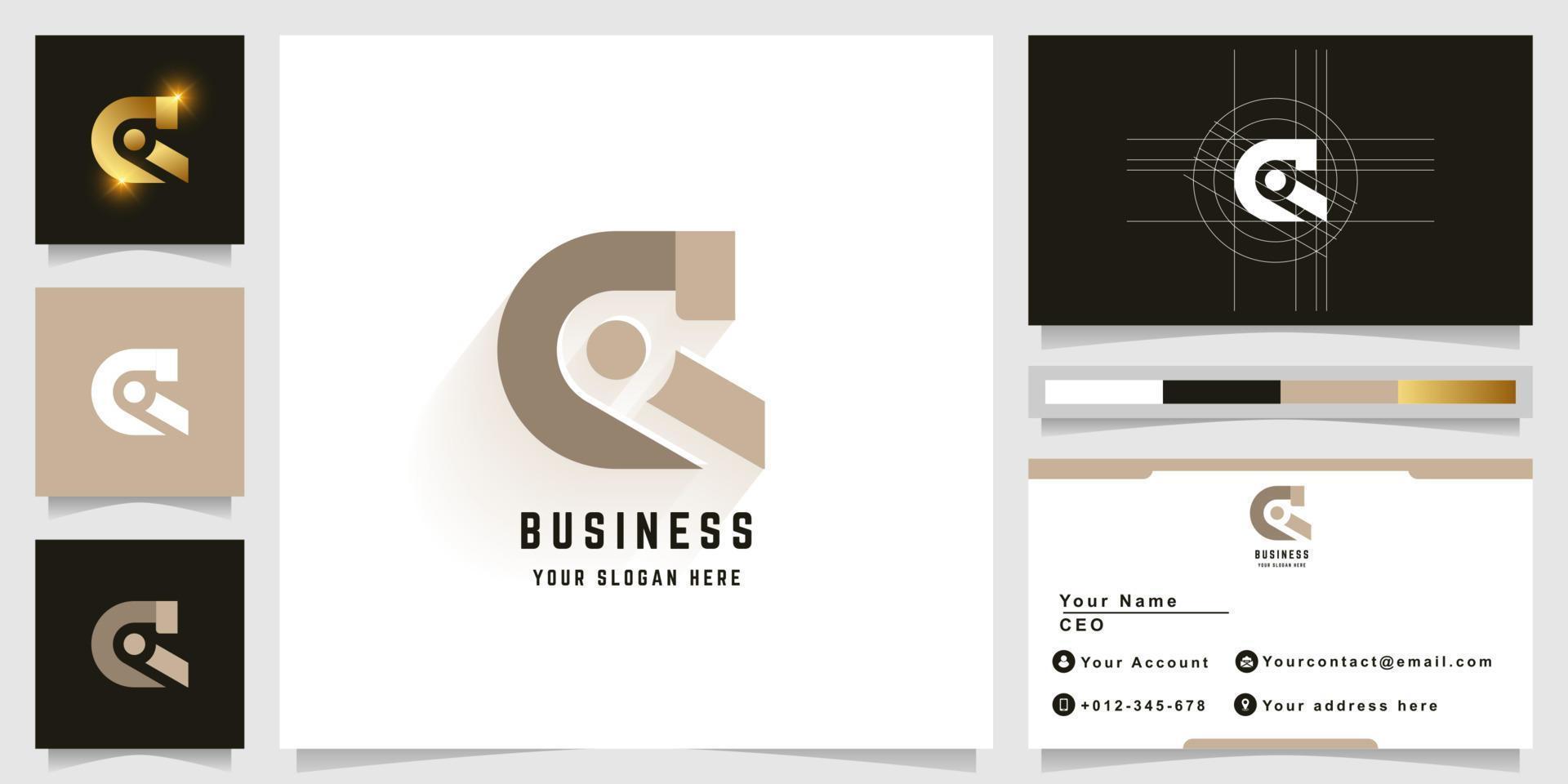 Letter Ci or Gi monogram logo with business card design vector