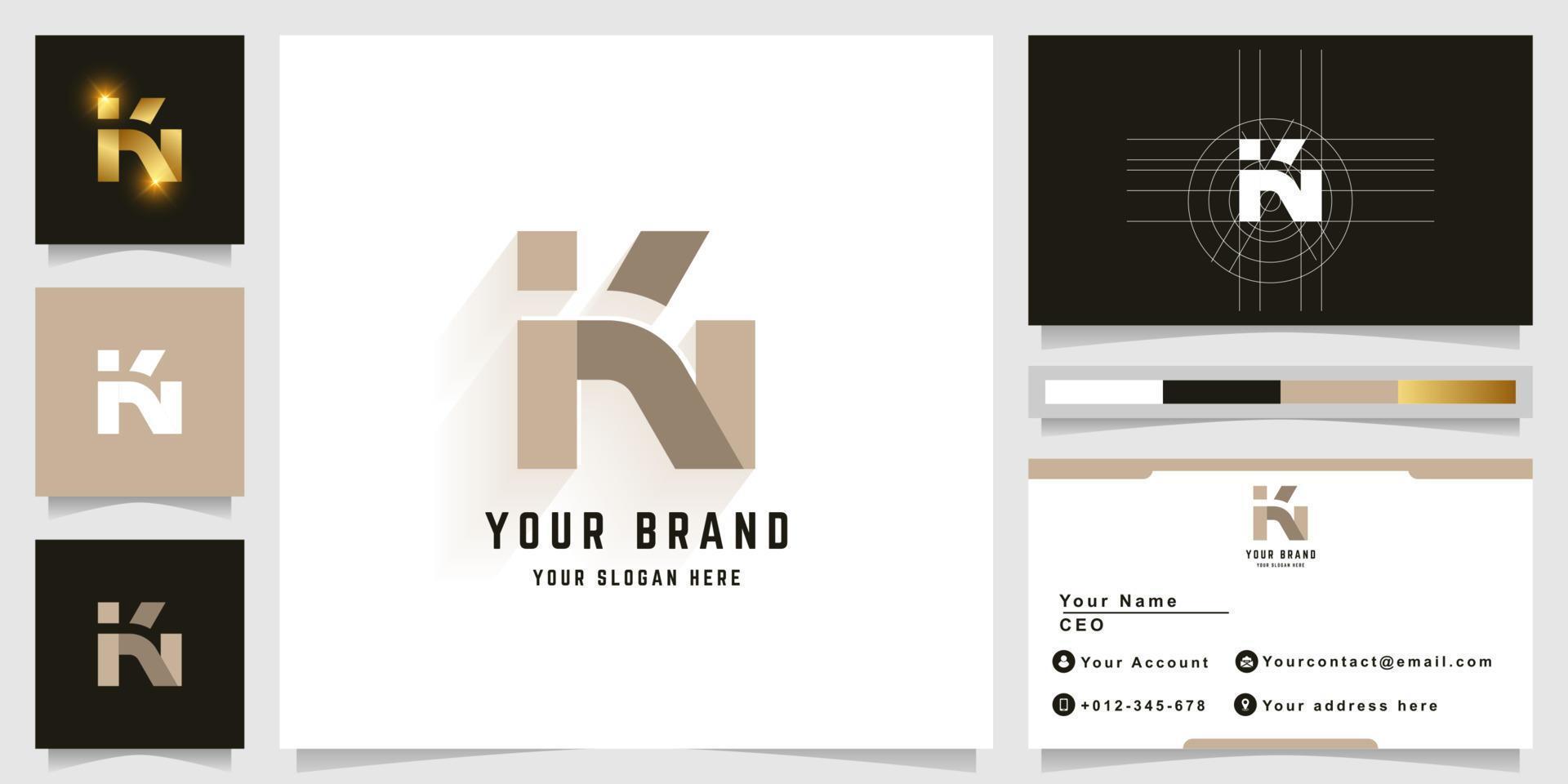 Letter KN or iKN monogram logo with business card design vector